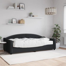 Sofá cama con colchón tela negro 90x200 cm Sofá cama con colchón tela negro 90x200 cm