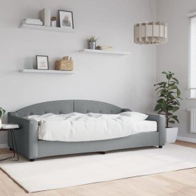 Sofá cama con colchón tela gris claro 100x200 cm en Camas y somieres | Comprar online en Foro24