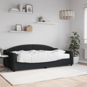 Sofá cama con colchón tela negro 100x200 cm Sofá cama con colchón tela negro 100x200 cm