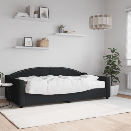 Sofá cama con colchón tela negro 100x200 cm en Camas y somieres | Comprar online en Foro24