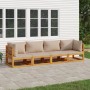 Gartenmöbel-Set 4-teilig aus Massivholz und taupegrauen Kissen von vidaXL, Gartensets - Ref: Foro24-3155253, Preis: 470,35 €,...