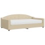 Sofá cama con colchón tela crema 100x200 cm