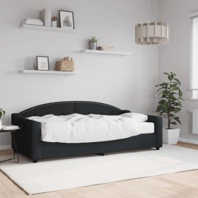 Sofá cama con colchón tela negro 90x190 cm Sofá cama con colchón tela negro 90x190 cm