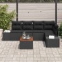 Conjunto de sofá de jardín con cojín 6 pcs Negro Poliratán