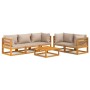 Gartenmöbel-Set 6-teilig aus Massivholz und taupegrauen Kissen von vidaXL, Gartensets - Ref: Foro24-3155255, Preis: 728,89 €,...