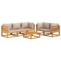 Gartenmöbel-Set 6-teilig aus Massivholz und taupegrauen Kissen von vidaXL, Gartensets - Ref: Foro24-3155255, Preis: 728,89 €,...