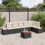 Conjunto de sofá de jardín con cojín 7 pcs Negro Poliratán
