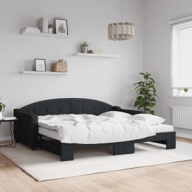 Sofá cama nido con colchón tela negro 90x190 cm en Camas y somieres | Comprar online en Foro24
