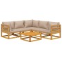 Set muebles de jardín 6 pzas madera maciza y cojines gris taupé de vidaXL, Conjuntos de jardín - Ref: Foro24-3155257, Precio:...