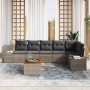 Conjunto de sofá de jardín con cojín 7 pcs Gris Poliratán