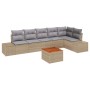 Conjunto de sofá de jardín con cojín 7 pcs Beige Poliratán