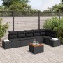 Conjunto de sofá de jardín con cojín 7 pcs Negro Poliratán