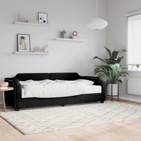 Sofá cama con colchón tela negro 80x200 cm