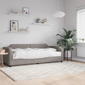 Sofá cama con colchón tela gris taupe 80x200 cm en Camas y somieres | Comprar online en Foro24