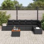 Conjunto de sofá de jardín con cojín 7 pcs Negro Poliratán