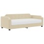 Sofá cama con colchón tela crema 80x200 cm