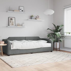 Sofá cama con colchón tela gris oscuro 90x200 cm en Camas y somieres | Comprar online en Foro24