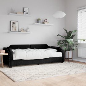 Sofá cama con colchón tela negro 100x200 cm en Camas y somieres | Comprar online en Foro24