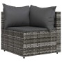 Set de muebles de jardín 3 pzas y cojines ratán sintético gris