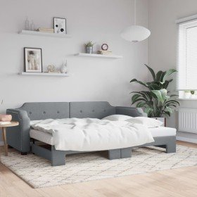 Sofá cama nido tela gris claro 100x200 cm en Camas y somieres | Comprar online en Foro24