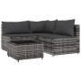 Set de muebles de jardín 4 pzas y cojines ratán sintético gris