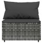 Set de muebles de jardín 4 pzas y cojines ratán sintético gris