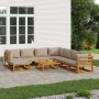 Gartenmöbel-Set 9-teilig aus Massivholz und taupegrauen Kissen von vidaXL, Gartensets - Ref: Foro24-3155265, Preis: 984,04 €,...