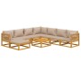 Gartenmöbel-Set 9-teilig aus Massivholz und taupegrauen Kissen von vidaXL, Gartensets - Ref: Foro24-3155265, Preis: 984,04 €,...