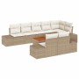Conjunto de sofá de jardín con cojín 9 pcs Beige Poliratán