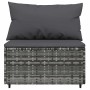 Set de muebles de jardín 4 pzas y cojines ratán sintético gris