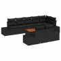 Conjunto de sofá de jardín con cojín 9 pcs Negro Poliratán