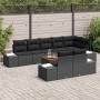 Conjunto de sofá de jardín con cojín 9 pcs Negro Poliratán