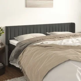 Kopfteil aus dunkelgrauem Samt, 163 x 16 x 78/88 cm von vidaXL, Kopf- und Fußteile - Ref: Foro24-3119061, Preis: 71,28 €, Rab...