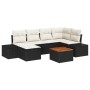 Conjunto de sofá de jardín con cojín 7 pcs Negro Poliratán