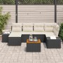 Conjunto de sofá de jardín con cojín 7 pcs Negro Poliratán