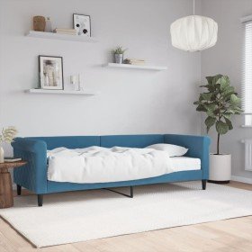 Sofá cama con colchón terciopelo azul 80x200 cm Sofá cama con colchón terciopelo azul 80x200 cm