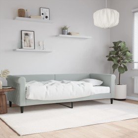 Sofá cama con colchón terciopelo gris claro 80x200 cm en Camas y somieres | Comprar online en Foro24