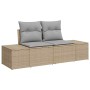 Conjunto de sofá de jardín con cojín 7 pcs Beige Poliratán