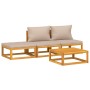 Gartenmöbel-Set 4-teilig aus Massivholz und taupegrauen Kissen von vidaXL, Gartensets - Ref: Foro24-3155272, Preis: 382,30 €,...