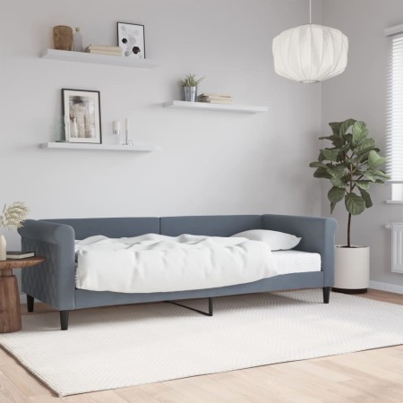 Sofá cama con colchón terciopelo gris oscuro 80x200 cm