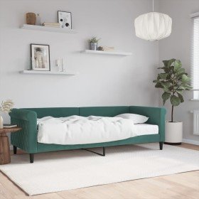 Sofá cama con colchón terciopelo verde oscuro 80x200 cm en Camas y somieres | Comprar online en Foro24