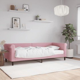 Sofá cama con colchón terciopelo rosa 80x200 cm en Camas y somieres | Comprar online en Foro24