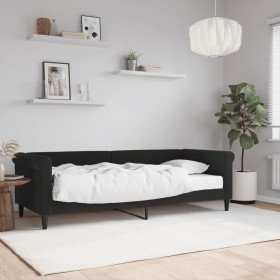 Sofá cama con colchón terciopelo negro 80x200 cm Sofá cama con colchón terciopelo negro 80x200 cm
