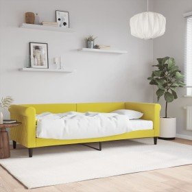 Sofá cama con colchón terciopelo amarillo 80x200 cm