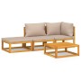Gartenmöbel-Set 4-teilig aus Massivholz und taupegrauen Kissen von vidaXL, Gartensets - Ref: Foro24-3155273, Preis: 414,04 €,...