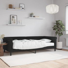 Sofá cama con colchón terciopelo negro 90x200 cm Sofá cama con colchón terciopelo negro 90x200 cm