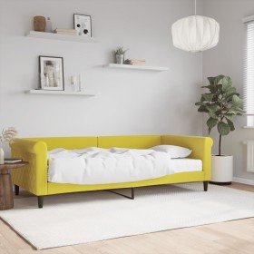 Sofá cama con colchón terciopelo amarillo 90x200 cm en Camas y somieres | Comprar online en Foro24