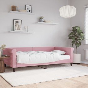 Sofá cama con colchón terciopelo rosa 100x200 cm Sofá cama con colchón terciopelo rosa 100x200 cm