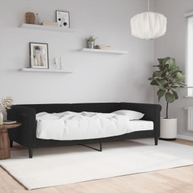 Sofá cama con colchón terciopelo negro 100x200 cm Sofá cama con colchón terciopelo negro 100x200 cm