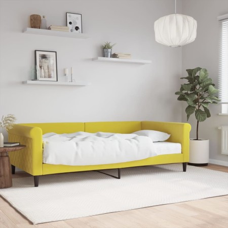 Sofá cama con colchón terciopelo amarillo 100x200 cm